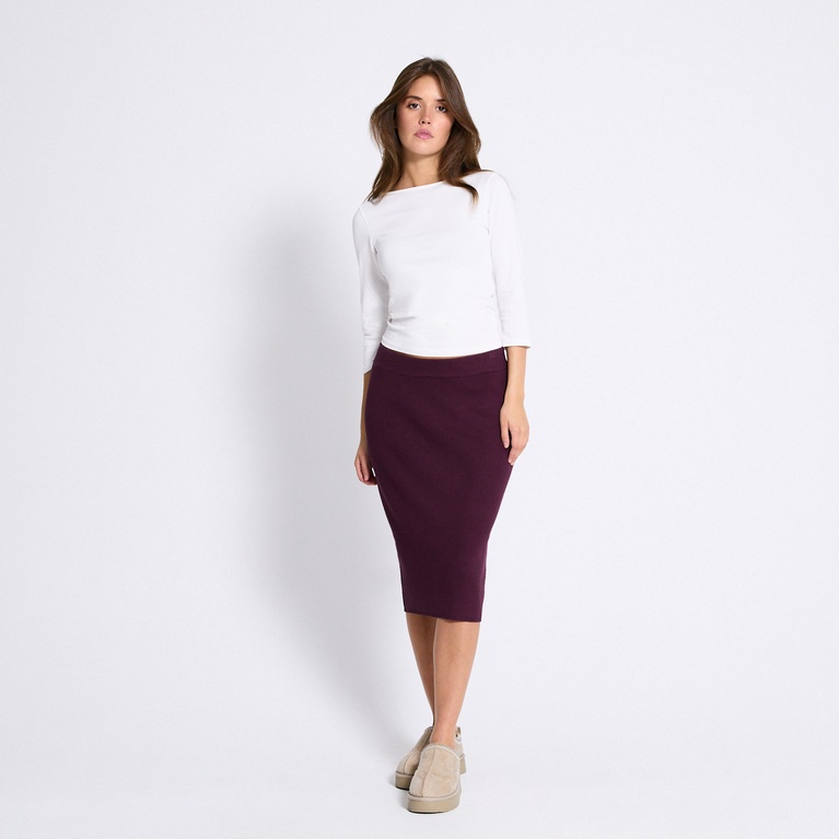 Rib-knit skirt "Jill" Plum